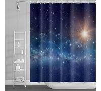 SDOTPMT 152x183cm Galaxie Rideau de Douche Nuit Étoilé Ciel Le Plus Brillant Étoile Nébuleuse Univers Planète Extérieur Espace Rideau de Baignoire pour Enfants Salle Bains Polyester avec Crochets