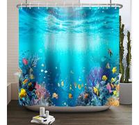 SDOTPMT 180x180cm Monde sous - Marin Rideau de Douche sous - Marin coloré Corail Poissons tropicaux Animaux sous - Marins thème Rideau de Douche Enfants Salle de Bains Crochet décoration