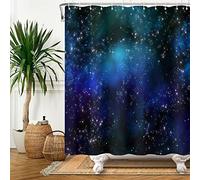 SDOTPMT 180x180cm Univers Galaxie Rideau de Douche Fantaisie Extérieur Espace Planète Rideau de Bain Violet Bleu Nébuleuse Rideau de Baignoire pour Enfants Salle Bains Polyester avec Crochets