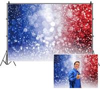 SDOTPMT 3.6x2.5m Fond Patriotique de Bokeh Gradient de Bleu Blanc Rouge avec des lumières de Bokeh Fond de Photographie pour Les événements à thème américain Célébrations du quatrième Juillet