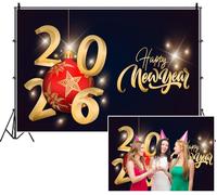 SDOTPMT 3x2.5m Fond de célébration de Bonne Nouvelle année 2026 Scène Or 3D Chiffres Rouge Lumière Scintillante Photographie Fond Célébration Vacances Portrait Photo Booth Prop