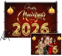 SDOTPMT 3x2.5m Joyeuse Nouvelle année célébration Fond 2026 scène Chiffres d'or Ornement lumière Scintillante Photographie Fond célébration Vacances événement Portrait Photo Stand Prop