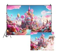 SDOTPMT 7x5ft Candyland Polyester Fond rêve Château coloré Bonbons Poudre Nuage Fond Conte de fées Princesse Enfants fête d'anniversaire décoration Nouveau - né Studio Photo Prop