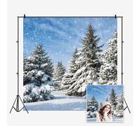 SDOTPMT 7x7ft Jupon Paysage d'hiver en Polyester Paysage de Neige pin Pays des Merveilles scène de Flocon de Neige Vacances Photo Noël fête Fond Enfants Portrait Photo Prop