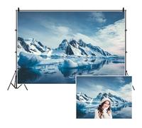 SDOTPMT 8x6ft Fond de Polyester Iceberg Antarctique Océan Polaire Ciel Bleu Nature Fonte Neige Montagne Photographie Fond d'écran Aventure en Plein air Voyage Portrait Studio Photo Prop