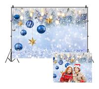 SDOTPMT 8x6ft Noël Polyester Photographie de Fond Flocon de Neige Bokeh Boule de noël Arbre de Fond Fête de Noël Hiver Paysage Fond décoration Mariage gâteau Table photobooth Prop