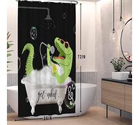 SDOTPMT 90x180cm Obtenir Nu Rideau de Douche drôle Dinosaure Vert dans Le Bain Rideau de Douche Douche Bande dessinée Fond Noir Baignoire Rideau Enfants Salle de Bain décoratif avec Crochet