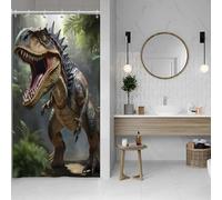 SDOTPMT 90x183cm Animaux Dinosaure Tissu Rideau de Douche Dinosaure Arbre Raptor Silhouette garçon Rideau de Douche Wildlife World imperméable Tissu Salle de Bains Douche décoratif avec Crochet