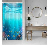 SDOTPMT 90x183cm Monde sous - Marin Rideau de Douche sous - Marin coloré Corail Poissons tropicaux Animaux sous - Marins thème Rideau de Douche Enfants Salle de Bains Crochet décoration