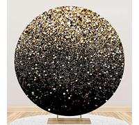 SDOTPMT Diamètre 1.8m Paillettes dorées Toile de Fond Ronde Couvrir Brillant Taches d’Or Bokeh à Paillettes Contexte Noir et Or Luxe Photographie Toile de Fond for Fille Femme Anniversaire