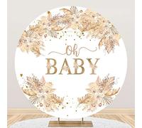 SDOTPMT Diamètre 2m Boho Baby Shower Toile de Fond Ronde Couvrir Bohémien Style Chic Rose Pampas Herbe Or Briller Dots Photographie Fond for Fille Fête d'anniversaire Bannière de Table à gâteaux