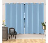 SDOTPMT Ensemble 2 Pièces Rideau de Fenêtre Bleu Clair - Couleur Unie Classique, Passe-Fil, Opaque et Occultant pour Salon et Chambre, 132x214cm, 2 Panneaux