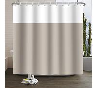 SDOTPMT Rideau de douche - 105 x 160 cm - Marron et blanc - Deux tons - Style ferme - Minimaliste - Classique traditionnel - Plain - Décoration pour salle de bain - Avec crochets