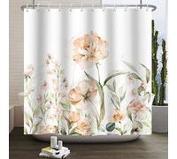 SDOTPMT Rideau de Douche Blooming Beige Floral Boho,Rideau de Bain Watercolor Blossoms,Rideau de Salle de Bain Spring Garden Scenery,Tissu Polyester Lavable en Machine avec Crochets 120x180cm