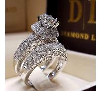 Sdouefos Lot de 2 bagues rétro de luxe en argent sterling 925 brillant avec diamant en oxyde de zirconium AAA - Ensemble de bagues de fiançailles pour mariage (O)