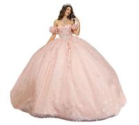 SDPANLLD Plus Size Quinceanera Dresses 3D Floral Strapless Illusion Sweetheart Ball Gown with Train (FR/ES, Numérique, 36, Taille Normale, Taille Normale, Blush Pink)