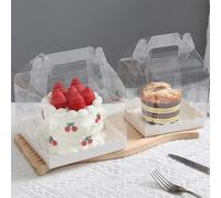 SdreMelo Lot de 15 boîtes à gâteau carrées en plastique transparent de 10,2 cm avec support pour dessert, bonbons, gâteaux - 10,2 cm