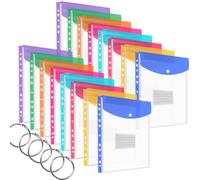SdreMelo Lot de 16 porte-documents A4 extensibles 8 couleurs avec trous de reliure et porte étiquettes Porte documents tridimensionnel A4 avec 5 anneaux de reliure (Vertical-16Pièces)