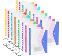 SdreMelo Lot de 16 porte-documents A4 extensibles 8 couleurs avec trous de reliure et porte étiquettes Porte documents tridimensionnel A4 avec 5 anneaux de reliure (Horizontal-16Pièces)