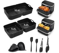 SdreMelo Moule Air Fryer 9 Pièces Moule Silicone Air Fryer Accessoires pour Ninja AF500EU AF500EUCP 10.4L,Cosori TwinFry XXL 10L Silicone Air Fryer Panier Moule pour Friteuse Ninja 10.4L Cosori 10L