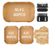 SdreMelo Papier Cuisson pour Ninja 10.4L 320 Pièces Papier Cuisson Air Fryer Paper Cuisson Liner Qualité Alimentaire 10.4L Dual Zone 5.2L Papier Sulfurisé pour Ninja Foodi Flex AF500EU/AF500EUCP (320)