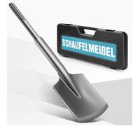 SDS Max Ciseau à Pelle, Burin Pelle,110 x 435mm, Foret Hexagonal 30 mm, avec Mallette en Plastique, Pour Maçonnerie, Asphalte et
