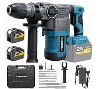 SDS Plus Marteau de Démolition Professionnel 8J, 3000W Moteur sans balais, Perforateur sans fil avec 2 batteries de 4,5 Ah, embrayage de sécurité et Anti-vibration, Inclut Sac à Outils et Burins