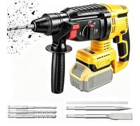 SDS Plus Marteau perforateur pour batterie Dewalt 20 V, moteur sans balais | 2,6 J, 4800BPM, burin à marteau perforateur à 4 modes, poignée anti-vibration à 360 °, 5 embouts, remplacement rapide SDS
