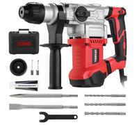 SDS-Plus Marteau Perforateur TEENO 1500W, 6 Vitesse Variable avec 4 Fonctions,4500BPM,Câble de 2 mètres