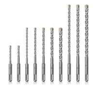 SDS plus une broche à marteau, SDS Plus jeu de forets de marteau rotatif carbure à pointe croisée 110-310mm maçonnerie pierre béton brique(9PCS)