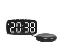 SDSKZOZP Réveil numérique LED, Affichage de la température et Date, luminosité réglable, vibreur 12/24 h, Horloge électronique for Gros dormeurs(BW)