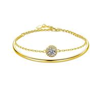 SDSLKAVHZ Femmes s925 argent mossanite Empire bracelet en or argent réglable double ouverture lumière luxe niche bracelet pour mariage Noël Saint Valentin cadeau d'anniversaire