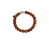 SDSLKAVHZ Natural Thuja bois Beads bracelet de chaî ne de main pour les femmes, 7x8mm perles en bois avec perles de beige blanc et lazuli Side, r Glable