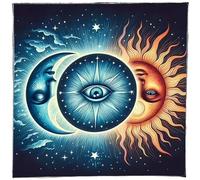 Sdsrul Nappe de divination motif fleur lune soleil astrologie tarots divinations nappe autel tissu divinations accessoires de jeu de société