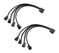 SDTC Tech Molex Lot de 2 câbles répartiteurs d'alimentation IDE à 4 broches vers 4 connecteurs de ventilateur à 4 broches Noir Câble d'extension de type Y compatible avec les ventilateurs de boîtier