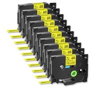 sDtESNB 10 Pack Ruban d'étiquette Compatible Compatible avec Tze-FX631 047 Pouce Noir sur ID Flexible Jaune laminée Compatible avec Les imprimantes d'étiquette