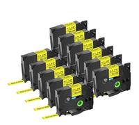 sDtESNB 11 Pack Ruban d'étiquette de Tube Thermique Compatible Compatible avec Les imprimantes PT D400 E300 HSE 231 HSE 221 HS 641 211 11,7 mm(Black on Yellow)