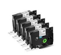 sDtESNB 5 Pack 6 mm Noir sur Bande d'étiquette Blanche Compatible avec TZE211 TZ211 Ruban stratifié