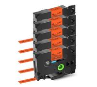 sDtESNB 5 Pack Ruban d'étiquette laminée Noir sur Orange Compatible avec PT2730 PT960 PTD600VP 6-24MM TZE B51 B41 B31 B21