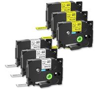 sDtESNB 6 Étiquettes de Tubes à rétrécissement Thermique Black sur Blanc Noir sur Jaune Compatible avec HSE-231 631 Compatible avec Les imprimantes PT-1010(6PK11.7mm Two Colors)