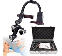 SDTOOP Loupe binoculaire Frontale, loupe Dentaire avec lentille 1,5X + 2 Piles + boîte, Angle réglable, Lampe Frontale LED Dentaire(3.5X)