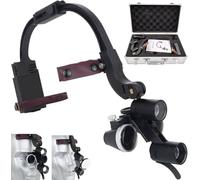 SDTOOP Loupe binoculaire LED montée sur la tête, loupe Dentaire - Hauteur de lumière et Distance interpupillaire réglables, avec lentille 1,5X et Filtre, for dentisterie et Laboratoire(Black,3.5X)
