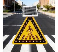 SDTOOP Panneau de Croisement à énergie Solaire de 35 Pouces, Avertissement de Circulation routière avec Film réfléchissant de qualité Technique, IP65 Robuste
