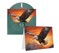 SDTYKHJ Carte de vœux vierge avec enveloppes 10,2 x 15,2 cm Get Well Cartes de notes vierges Aigle volant au coucher du soleil Carte d'anniversaire Carte postale humoristique pour invitations