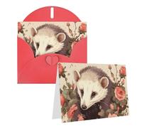 SDTYKHJ Carte de vœux vierge avec enveloppes 10,2 x 15,2 cm Get Well Cartes de notes vierges Opossum et roses Carte d'anniversaire Carte postale amusante pour invitations d'anniversaire de mariage