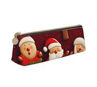 SDTYKHJ Grande trousse à crayons avec inscription « Happy Christmas » - Pochette portable pour pièces de monnaie - Esthétique - Trousse de maquillage en cuir