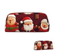 SDTYKHJ Grande trousse à crayons avec inscription « Happy Christmas » - Pochette portable pour pièces de monnaie - Esthétique - Trousse de maquillage en cuir, Doré, One Size