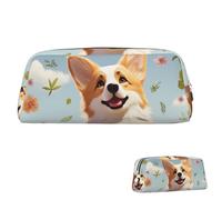 SDTYKHJ Grande trousse à crayons Corgi - Portable - Pour pièces de monnaie - Esthétique - Trousse de maquillage en cuir, Argenté., Taille unique