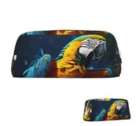 SDTYKHJ Grande trousse à crayons en cuir avec motif ara, pochette pour pièces de monnaie, esthétique, trousse de maquillage, Argent, One Size