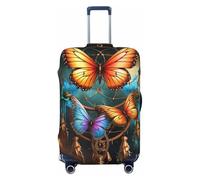 SDTYKHJ Housse de bagage de voyage, housse de protection tendance pour valise, attrape-rêves, papillon en élasthanne, housses de bagages lavables et anti-rayures pour valises de 45,7 à 81,3 cm, Noir